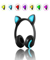 Kedi Kulak Kulaklıkları 7 Molor Yanıp Sönen Parlayan Kulaklık Kulaklık Bluetooth Kulaklık Çocuklar için Oyun Tavşan Geyik Şeytan Kulak Headb4262601