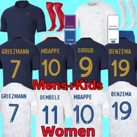 Frankrijk voetbaltruien Mbappe Benzema Griezmann Kante Dembele Giroud Varane Pavaro NKUNKU Pavard Konate 2022 22 23 Maillot de voetbalshirt Mannen Kit Jerseys