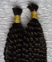 Mongolian Kinky Curly Bulk Hair 2 Bundles Human Hair para trenzar a granel sin accesorio 200g sin trama de cabello humano para trenzar4301615