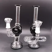 Black Glass Bong Hookahs 10 Inch Oil Dab Rig Water Recycler Smoking Pipes 14mm Female Joint