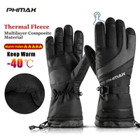 Five Fingers Gloves PHMAX Ski Winter Motorcycle Waterproof Fleece Thermal -40 Degree Keep Warm Skiing Hiking Cycling Snowmobile 221125