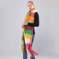 Designer Acne Womens Scarf Outlet 2021 Ac Autumn Winter Mohair Ha Colorful Tripe Plaid Bib wm