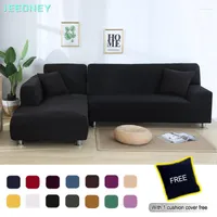 Chair Covers Plain Sofa For Living Room Elastic Extendable Corner Couch Cover Slipcovers Protector 1 2 3 4 Seaters Black