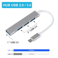 USB C Hub 3.0 Tipo C 3.1 4 Adaptador multi -divisor de porta OTG