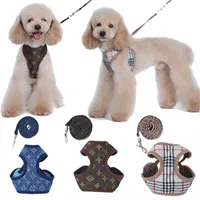 B89 Dog Harness Small Leashes Set Designer Leash Poodle Collars Pattern Mesh Pet Harnesses Breathable for and Dogs Pets Schnauzer Class Jdgc