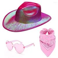 Berets Western Styles Cowgirl Hat Set For Adult Space Cowboy Bandana Sunglasses