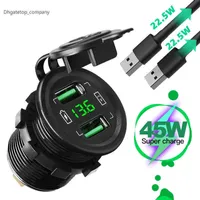 45W Max Super Fast Charging Dual USB Quick Charge Mobile Phone 12V Power Outlet Adapter For Moto Boat Car Charger Accessories