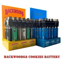 Cookies Backwoods Pr￩chauffer la batterie VV 900mAh Tension inf￩rieure R￩glable USB Chargeur Vape Pen Kit pour 510 cartouches 30pcs Une bo￮te d'affichage