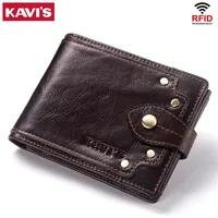 Wallets KAVIS 100% Genuine Leather Wallet Men Male Coin Purse Portomonee Clamp For Money Short Pocket Card Holder Hasp Quality But286H