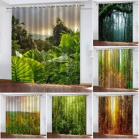 Curtain Virgin Forest 3D Print Green Biparting Open Blackout Cortina De Sombra Bedroom Living Room Flat Window