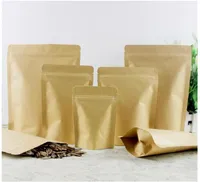 12 Size Doypack Kraft Paper Mylar Storage Bag Stand Up Papers Aluminum Foil Tea Biscuit Package Pouch Ship3630369