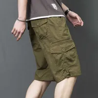 Men's Shorts Summer Long Length Cargo Men Overalls Cotton Multi Pocket Capri Pants Breeches Tactical Military Plus Size 5XL L221128