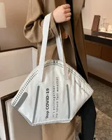 Fashion mask bags women 2022 new tot large capacity shoulder canvas bag environmental protection portable shopping bag4368654