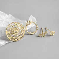Stud Earrings 4pcs set 925 Sterling Silver Simple Love Star Cookies CZ Zircon Push Back Lady Women Fashion Jewelry Wedding Gift