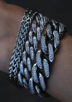 Diamonod zircon cuban chain bracelet jewelry set copper gold link chains bracelets wristband hip hop rap Fashion for men women wil1879947