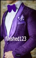 High Quality One Button Purple Paisley Groom Tuxedos Groomsmen Shawl Lapel Man Blazer Mens Wedding Suits JacketPantsTie H9340396