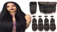 Brazilian Straight Virgin Hair Bundle Deals Remy Human Hair Weave 4 Bundles with Closure 13x4 Lace Frontal Bundles Deep Body Wave 3717503