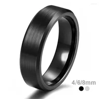 Wedding Rings 4 6 8 mm Black Tungsten Carbide Ring Men Brushed Silver Color Band Women Engagement For Male Jewelry