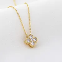 Pendant Necklaces S925 sterling silver necklace women's luxury design advanced flash diamond versatile four leaf clover small fresh clavicle chain