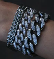 Diamonod zircon cuban chain bracelet jewelry set copper gold link chains bracelets wristband hip hop rap Fashion for men women wil2838308