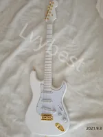 CUSTOMIZED Electric Guitar Solid Snow White Whole Guitar Body Neck And Fingerboard With Gold Parts