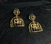 Luxury wedding jewelry Golden bird cage earrings Designer ladies fashion accessories with box 0416276377584