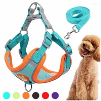 Dog Collars Harness For Small Dogs Cats Reflective Pet Chest Vest Leash Adjustable Breathable And Set Accessories