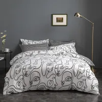 مجموعات الفراش Evich Simple Modern Abstract Black Lines Superior Quality Bedding Sets Single Twin Full Queen Size Pillowcase Home 221129