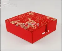 Cotton Filled Bracelet Gift Box Whole size 4x4x18 inch 48pcslot Mix Color Silk Fabric4184901