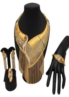 Dubai 24k Gold Big Jewelry Sets Women Wedding Long Necklace02502819