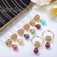 Naszyjne kolczyki Zestaw Cring Coco Hawaiian Pearl Jewelry Polynesian Flower Sets 2022 Naszyjniki dla kobiet Prezenty
