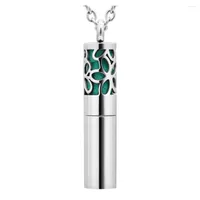 Pendant Necklaces Stainless Steel Cylindrical Perfume Bottle Necklace Thread Unscrewed Hollow Essential Oil Diffuser Locket