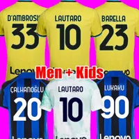 2022 2023 Jerseys de futebol Lukaku Correa Dzeko Barella LaUtaro Skriniar de Vrij 22 23 Camisa de futebol Uniformes Men Kit Kit Sets 999 Inter Milans 1129
