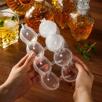 Bar Tools Plastic Ice Maker Transparent Mold 4 Hole Round Makers Bars Ware Box Rounds Ice Hockey Ball Large Mould 1 85hy D3