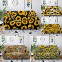 Chair Covers Sunflower Sofa For Living Room Polyester Floral Printed Elastic Corner Couch Cover Slipcovers Protector 1 2 3 4 Seat