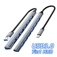 USB C Hub 7 i 1 f￶r MacBook Samsung Typ C 3.0 Laptop Cable Adapter 4 i 1 USB Hub Cable Splitter USB-C-omvandlare