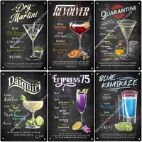 Vintage Cocktail Metal Painting Wall Art Decoration for Bar Pub Club Man Cave Iron Posters 20cmx30cm Woo