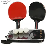 Huieson 2pcslot Table Tennis Bat Racket Double Face Pimples In Long Short Handle Ping Pong Paddle Racket Set With Bag 3 Balls C187967044