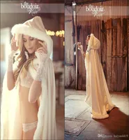 Cheap Hooded Bridal Cape White Ivory Wedding Cloaks Faux Fur For Winter Evening Wedding Bridal Jacket Wraps Long Floor Length 6994534