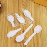 5000pcs Disposable Plastic White Scoop Folding Spoon Ice Cream Pudding Scoop With Individual Package DH9088