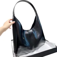 Bolsas de dise￱ador Bolsos para mujeres Pasteles Lady Un hombro Cadenas de cuero genuinas TOTE Fashion Shiny Big Metal Logo Bag Size 38 cm