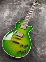 Empfohlene LP Standard E-Gitarre Grüne Grüne Big Flower Gold Accessoires Importierte umweltfreundliche Farbe für schnelle Lieferung
