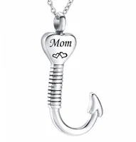 New Titanium Steel Cremation Fish Hook Heart Pendant Keepsake Urn Necklace For Ashes Memorial Jewelry Memento4440616