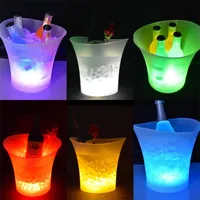 Seau de glace 5L avec bar à LED à 6 couleurs étanche à la nuit illumine le champagne whisky godets bars décor de fête 25x23cm 45kf d3