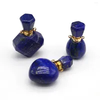 Pendant Necklaces Natural Lapis Lazuli Perfume Bottle Essential Oil Diffuser Stone For Making DIY Jewerly Necklace Gift