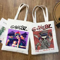 Shopping Bags Gorillaz Modern Music Band Cartoon Ulzzang Shopper Bag Print Canvas Tote Handbags Women Harajuku Shoulder