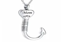 New Titanium Steel Cremation Fish Hook Heart Pendant Keepsake Urn Necklace For Ashes Memorial Jewelry Memento3341027