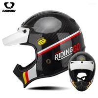 Motorcycle Helmets Professional Men Capacete De Moto Retro Style DOT ECE Carbon Fiber Motocross Helmet
