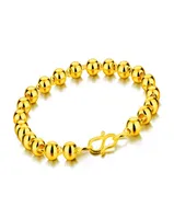 Contracted Golden Charm Beaded Women Fashion Woman Gold Round Bead Bracelet Charming Lady Jewelry Whole Hand Catenary Bangle8909948
