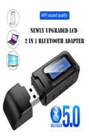 2 IN 1 USB Wireless Bluetooth 50 Audio Receiver Transmitter Adapter with LCD Display 35mm AUX for TVPCCar8489693